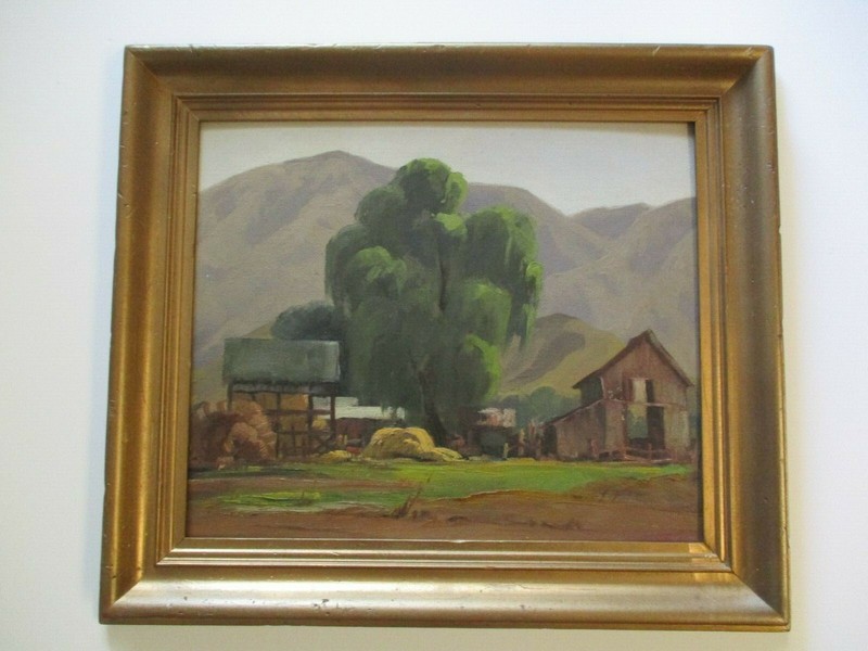 ANTIQUE VINTAGE AMERICAN PAINTING REGIONALIST CIRCLE OF SAM HYDE HARRIS WPA ERA