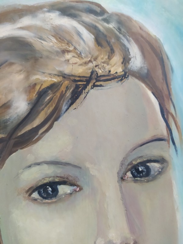 art 222 original painting 56x33 ZP oil on cardboard women portrait gallery
