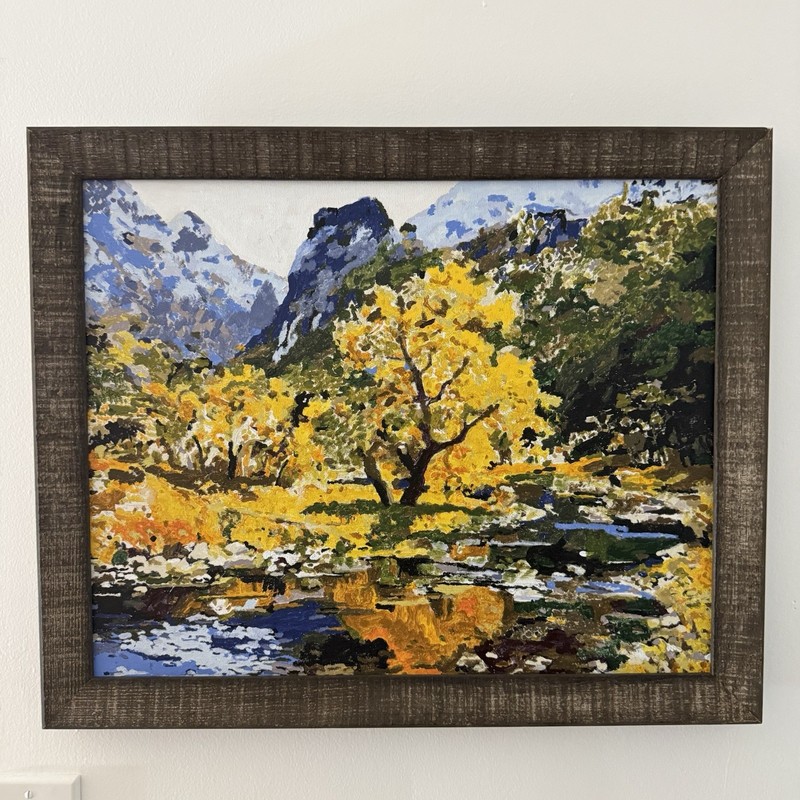 Vintage Hand Painted PBN Fall Scene With Custom Frame From Michael’s