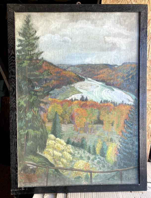 Gouache Um 1900 Art Nouveau Art Deco C.A.Müller Autumn IN Valley River Landscape