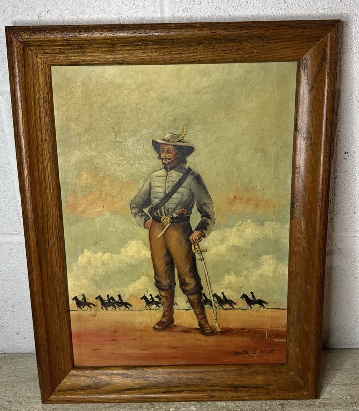 Bette G Elliot Watercolor Painting On Board Civil War Southern Rebel Soldier