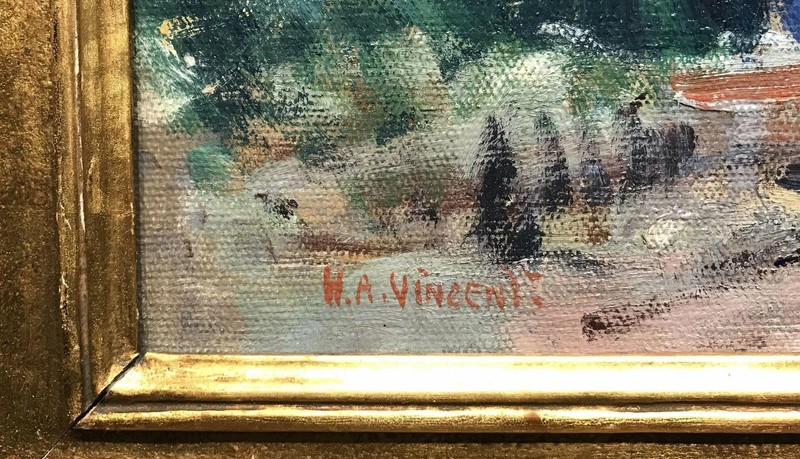 Harry Aiken Vincent Impressionist Marine Oil Painting, Wheelers Wharf gallery
