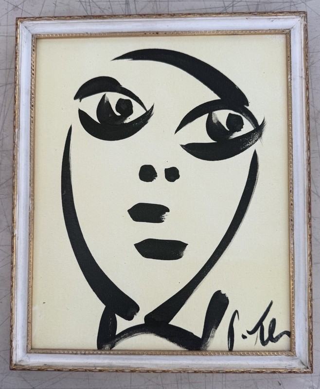 Vintage Black White Painting Peter Robert Keil Framed 14+12” gallery