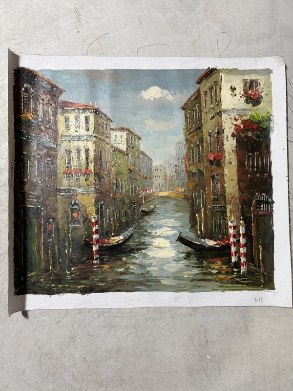 24×27 inch Venice Collectible Signed Oil Painting Canvas Handmade Art Wall Decor