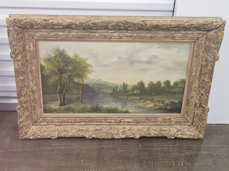 Early 19th century Oil On Canvas Signed LANDSCAPE See All Photos. Heavy 32×22