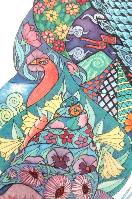 Vintage 1970's Original Fantasy Watercolor Painting Alison Baldwin San Diego Art gallery