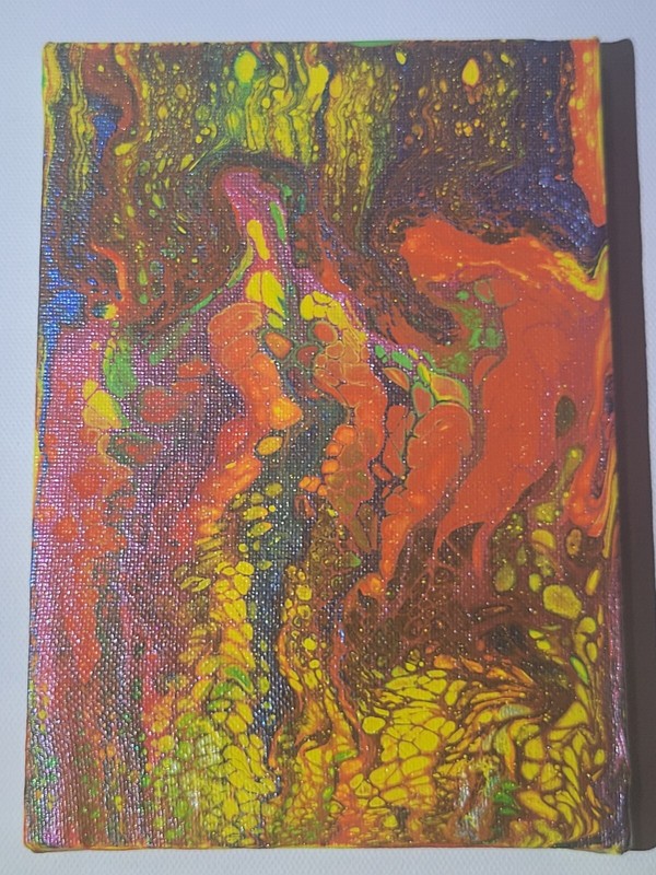 Acrylic Pour Painting on Canvas 7×5 Metallic Original By Pour Pros Studios