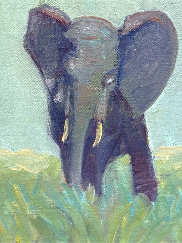 Vintage Impressionist Landscape W/ Elephant Oil Painting Signed Campos gallery
