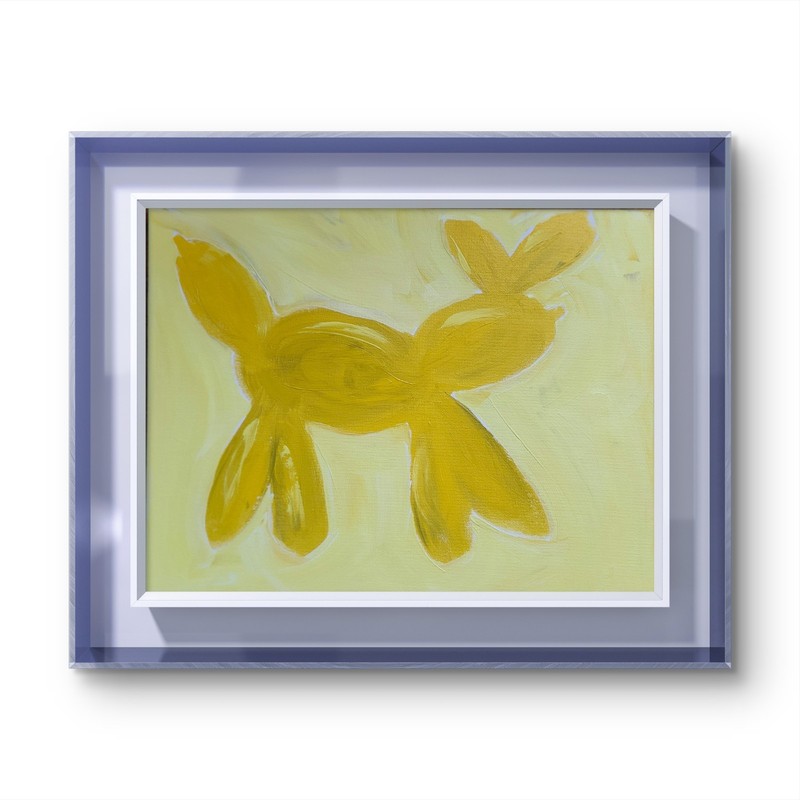 Whimsical Yellow Balloon Dog Colorful Neo Expressionist Wall Art 11x14 Canvas gallery