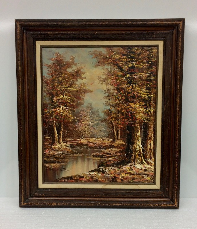 Vtg Authentic Emery Walton Wisconsin Autumn Fall Creek Landscape Oil Painting