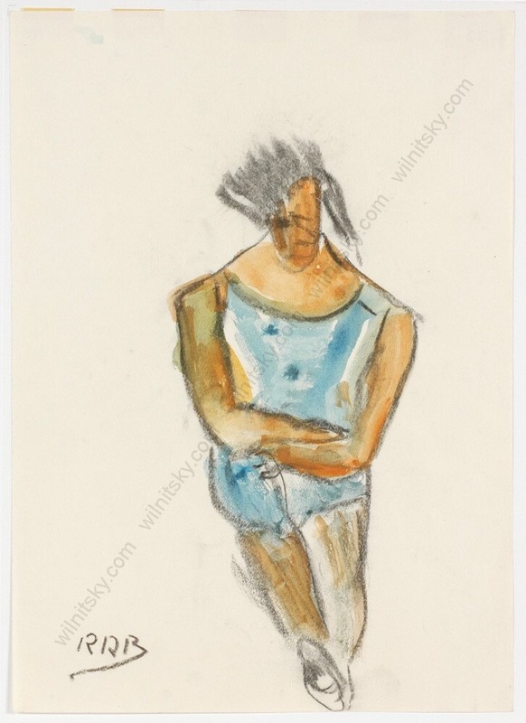 Rudolf Raimund Ballabene (1890-1968) «Study of a Girl», Watercolor, 1930s (m)