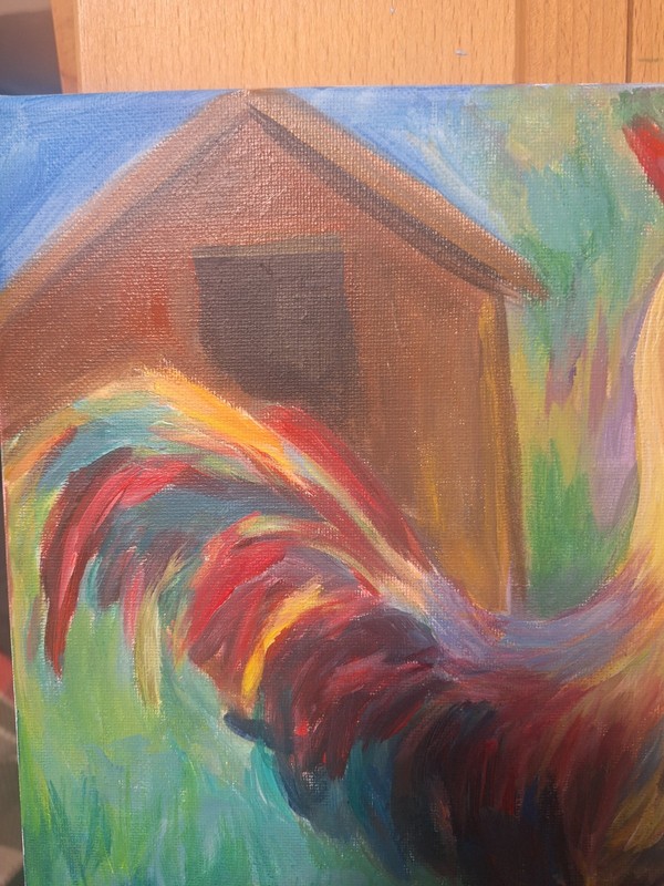 Expressionist Rooster Engery 12x12 Canvas gallery