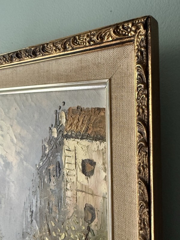 Vintage Paris Street Oil Painting Caroline Burnett Style Ornate Frame 19"x15" gallery