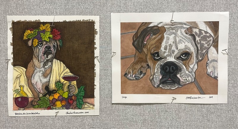 Original, Signed Bulldog Dog Portrait – 12"x9" Watercolor & Colored Pencil gallery