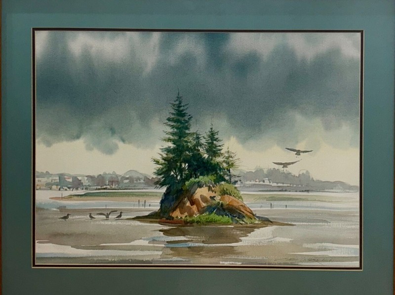 Signed Jess Cauthorn AWS (1923-2005) Watercolor Painting 23”x29” C-1960 gallery