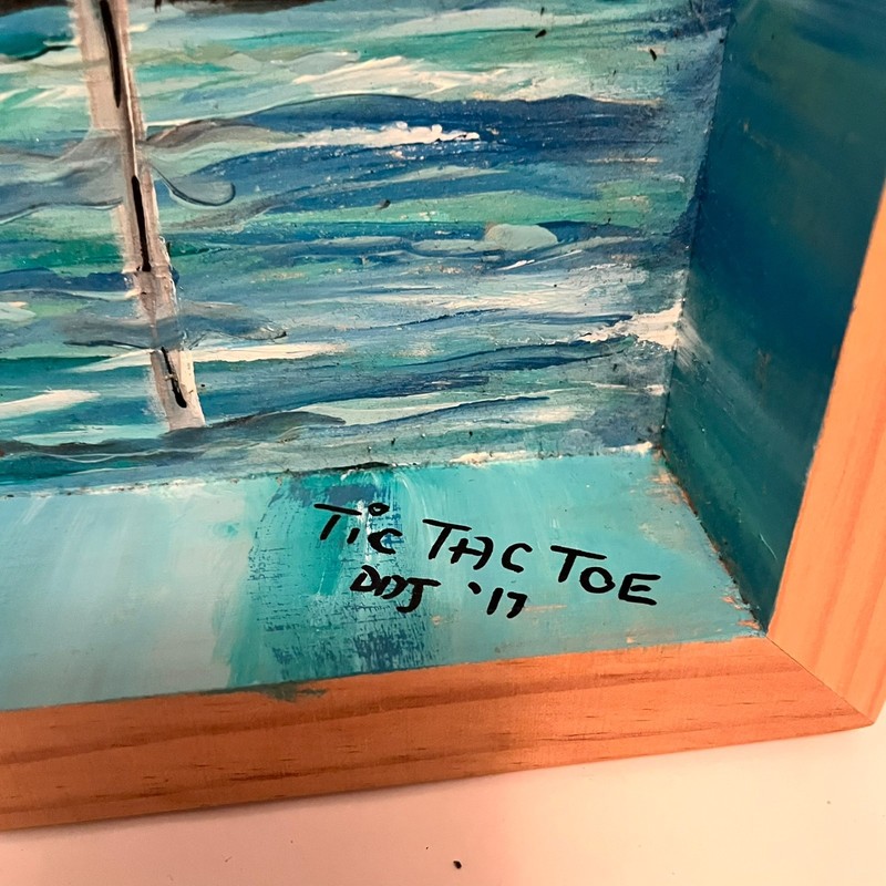 Cypress Tree at Sunset "Tic Tac Toe" Acrylic on Wood Edenton,NC Signed 2017 gallery