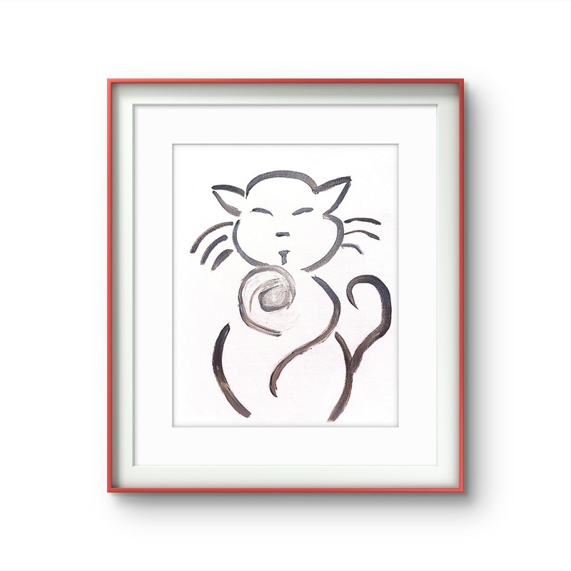 One Sassy Kitten Original Expressionism Acrylic Abstract Canvas 11x14 Canvas gallery