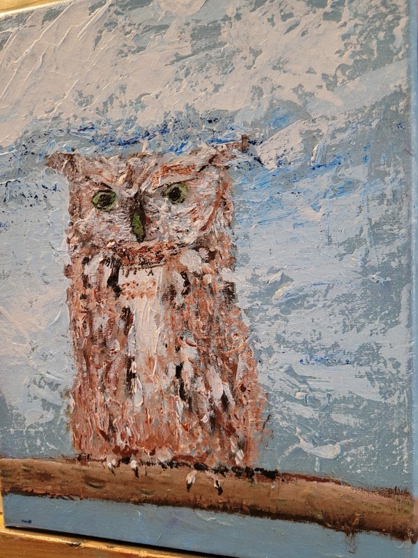 Textured Owl Painting Vibrant Abstract Expressionism Canvas Painting gallery