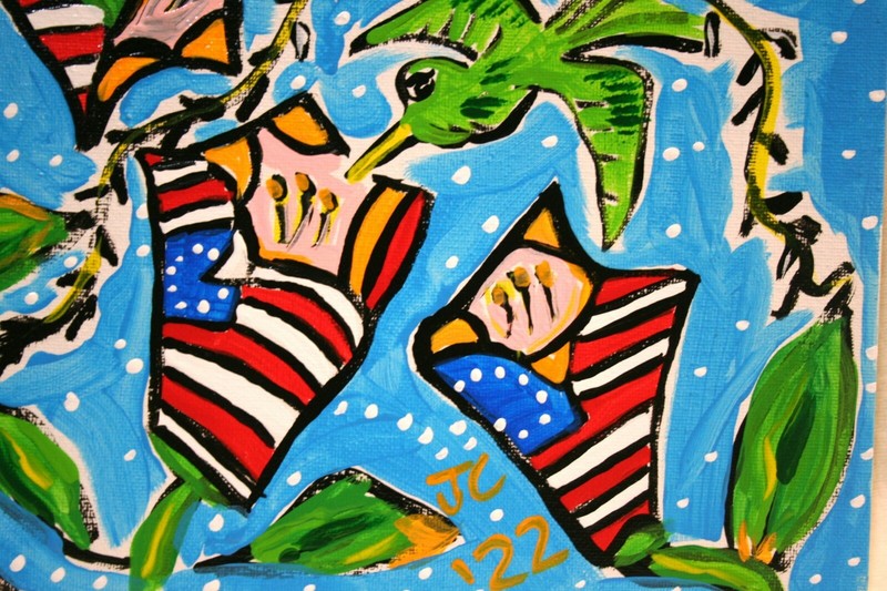 HUMMINGBIRD AMERICANA Jr CHARLIE FAST OUTSIDER POLITICAL FOLK POP ART AMERICA gallery