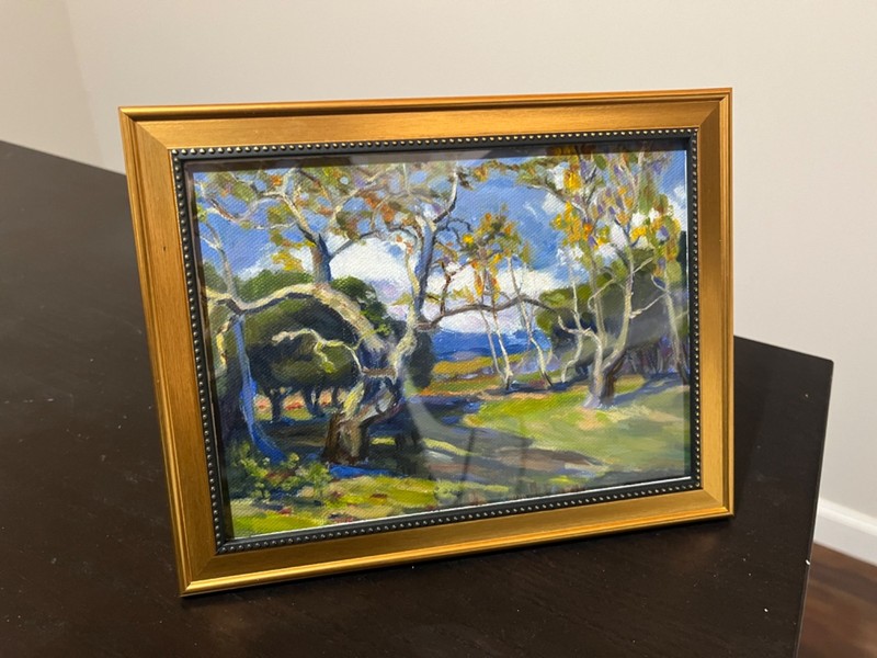 Framed Colorful Tree Landscape –Impressionist Oil Painting –6×8 Reproduction Art