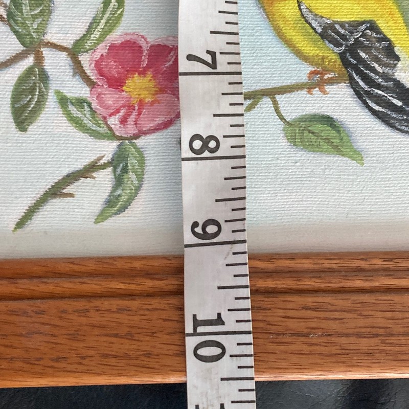 American Goldfinch Bird Painting Original Art Cottagecore Framed Signed gallery