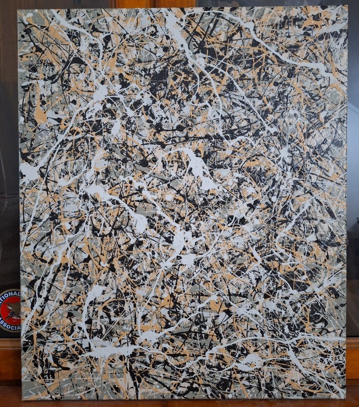 Original Abstract Action Painting jackson pollock style signed art decor paint