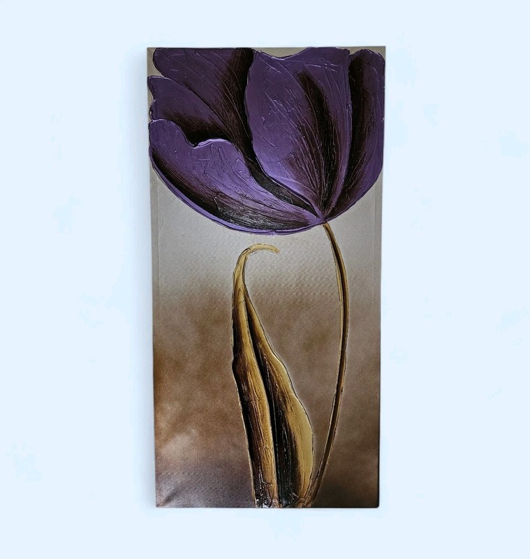 Empire Art Direct Hand Painted Metallic Wall Art Purple Tulip Flower
