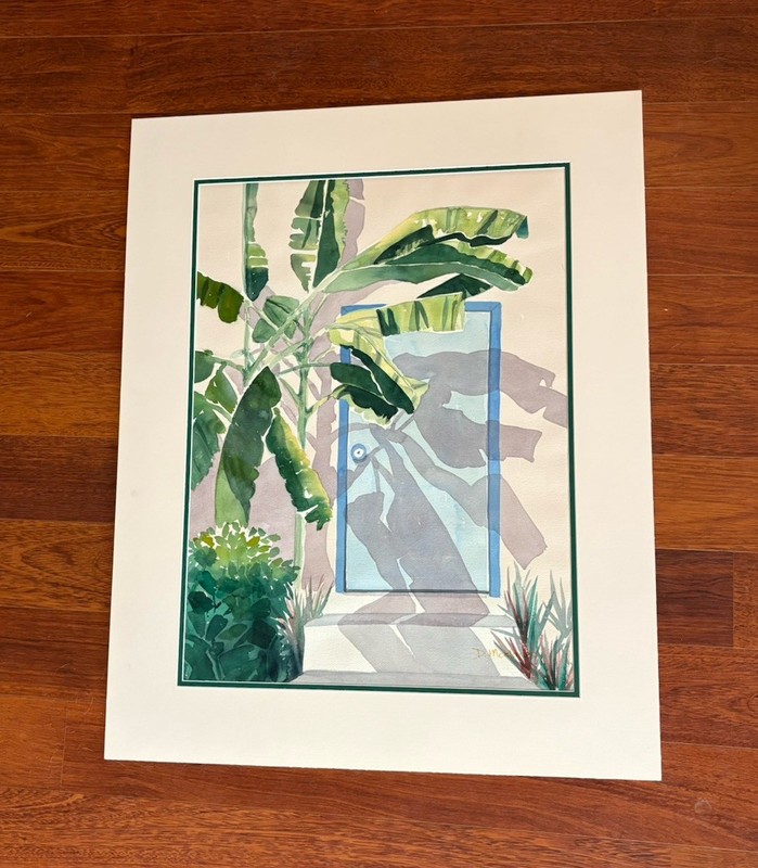 Diana Madaras ORIGINAL PAINTING Arizona Greek Door Tropical Landscape Doorway