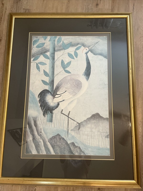 Print Of A Chinese Bird With Frame 40×52 Inches