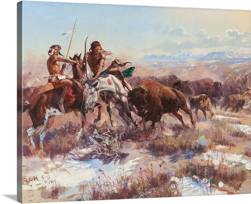 Canvas Wrap Giclee Art Wounded Buffalo Charles Russell 16×24