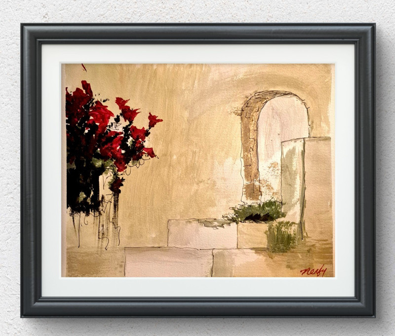 Original Acrylic 11×14 Abstract Botanical Garden Signed Wall Art Paper Neutral