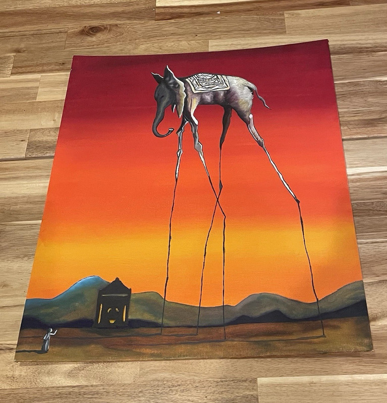 The Elephants originated by Salvador Dali oil on canvas