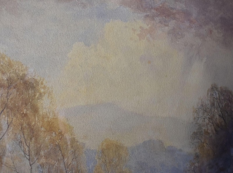 PASTORAL SCENE DERBYSHIRE PEAK DISTRICT ANTIQUE WATERCOLOUR FRANK GRESLEY c1890 gallery