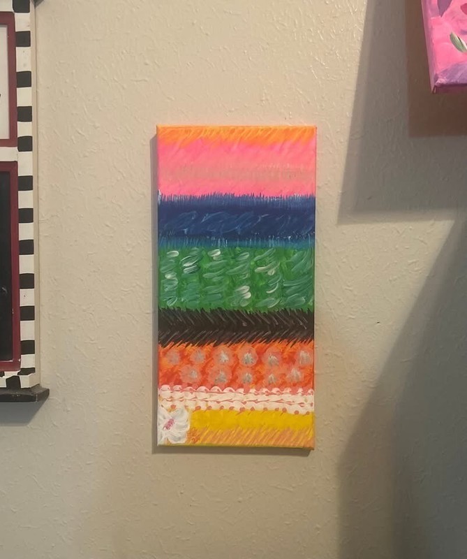 Abstract Painting on Canvas: Splash of Color!: 14″x7″