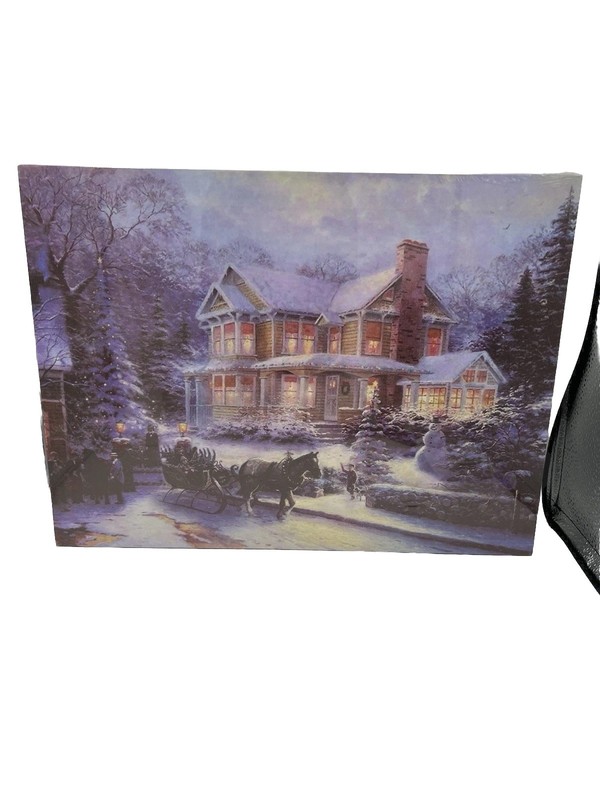 Gift craft ‘Light Up’ MDF LED Canvas Print Victoria Style House Winter Scene