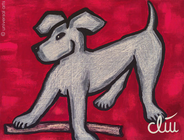 JACQUELINE DITT – dog on red background A4 PRINT n.painting pictures dogs dog animal