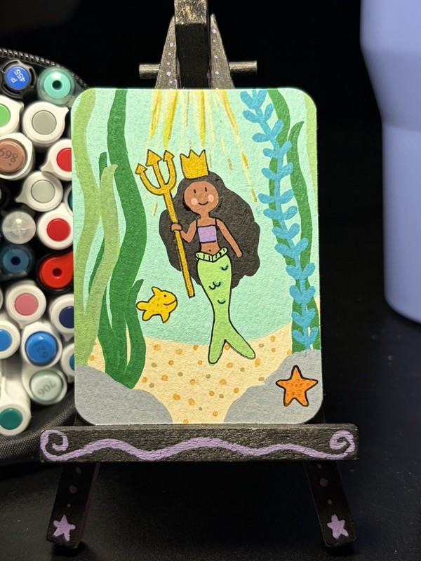 ACEO Original Acrylic Painting Art Card Hand Painted By Sillylilshop Mermaid