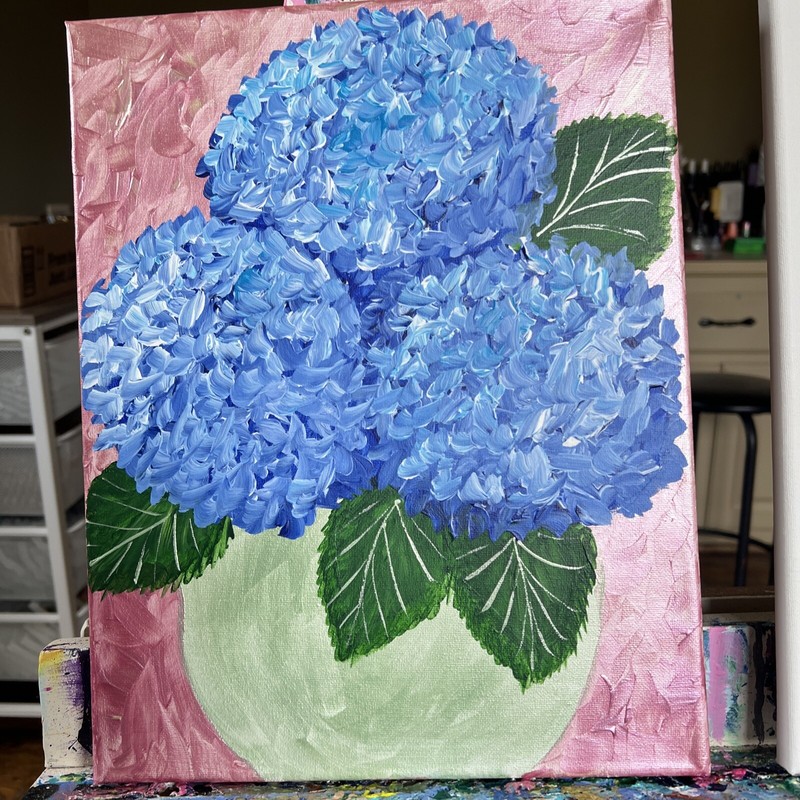 Hydrangea,flowers ,spring,original Acrylic Painting,11×14