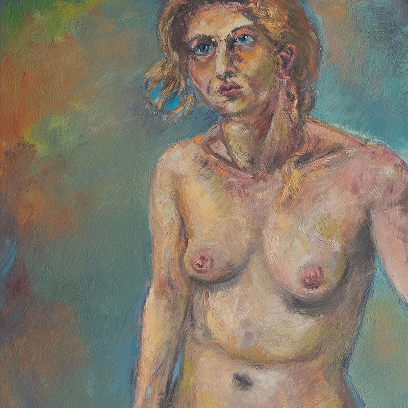 Rolf Walter Female Nude Leonie Oil on Canvas 2009 Signed Dated Titled