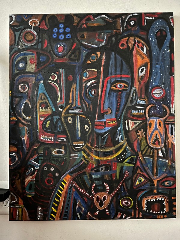 Outsider African Art Oil Painting Portrait Primitive Self Taught Artist gallery