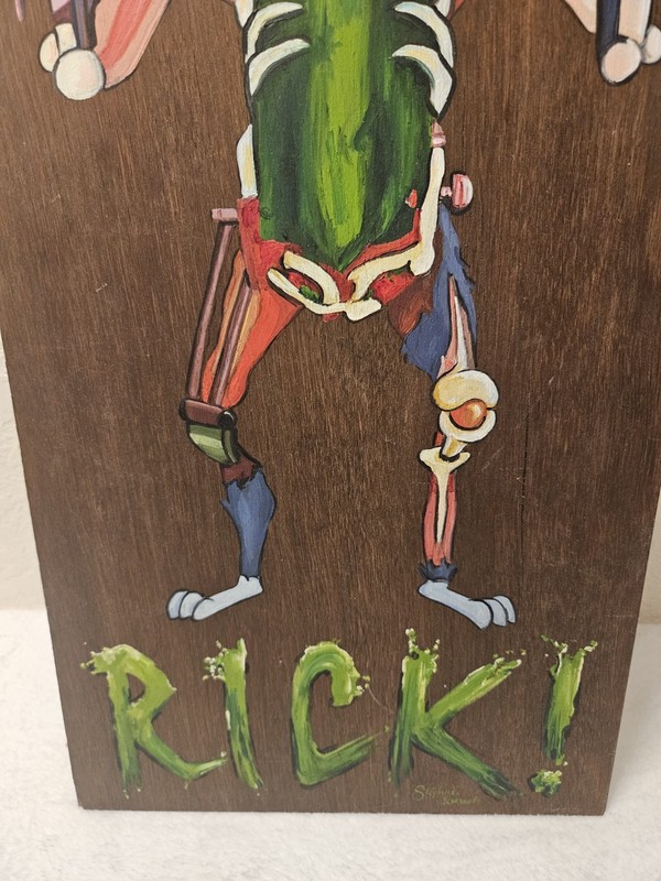 Hand Made Painted Rick And Morty Pickle Rick Acrylic Painting on Wood Board gallery
