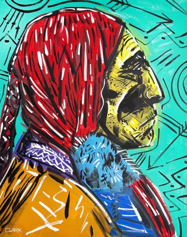 Vibrant Native American Pop Art - 20x16" Acrylic Painting on Stretched Canvas gallery