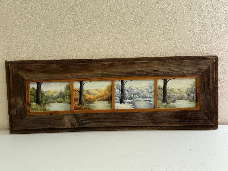 Vtg Nancy Spitzer MacKenzie Signed 1983 Group of 4 Paintings The Four Seasons