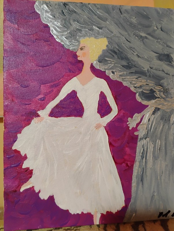 BALLERINA. ORIGINAL. CANVAS WITH FRAME. ACRYLIC. 10X8