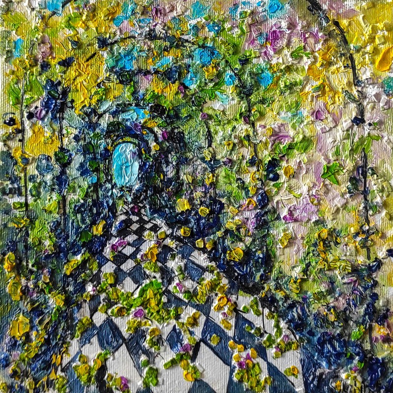 Alley Painting Original Art Leaves Textured Artwork Landscape Botanical