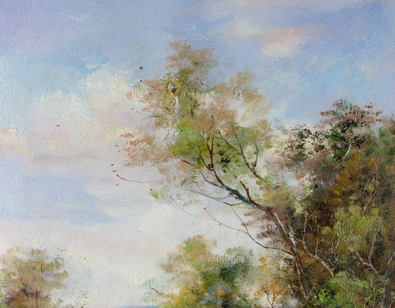 Framed Original Oil Painting, Signed Wall Art, Summer Lake View Landscape gallery