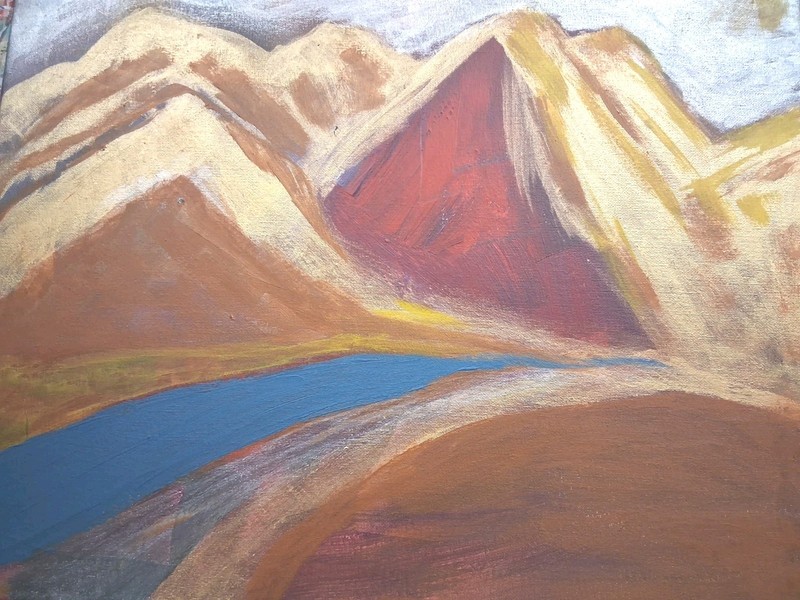 Original Art Painting Acrylic Canvas 20" x 16" Modern Abstract Mountain Range gallery