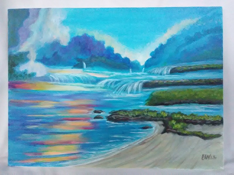 Original Acrylic Painting 9"x12" Canvas Island Beach Seaside Coastal Decor 🎨 gallery