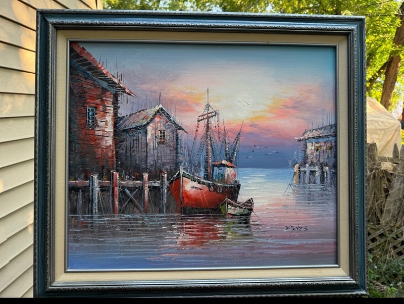 Vintage Framed Oil Painting on Canvas by W. Jones