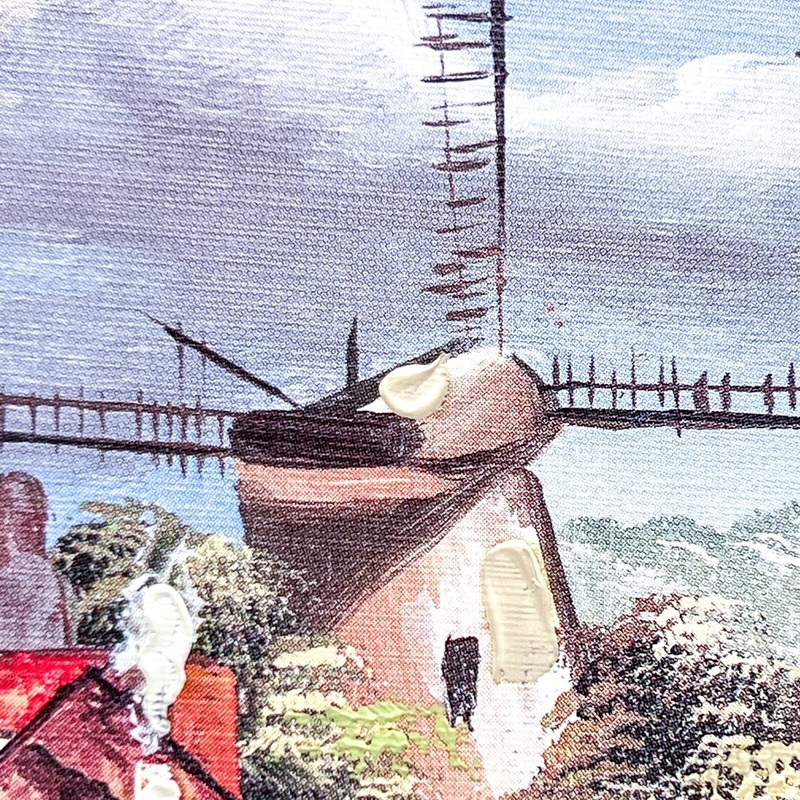 Vintage Ölgemälde „Windmühle“ gerahmt, mit Barock-Bilderrahmen | 30x36cm gallery